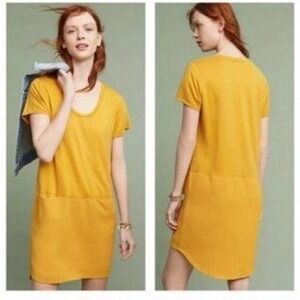 Dolan Left Coast Collection‎ Women's Gold Short Sleeve Pocket T-Shirt Dress